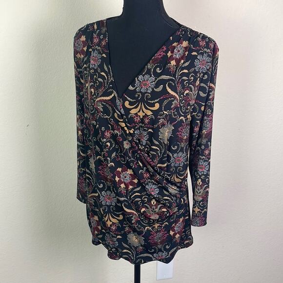 Charter Club surplice wrap floral tunic women’s XL - Picture 1 of 13